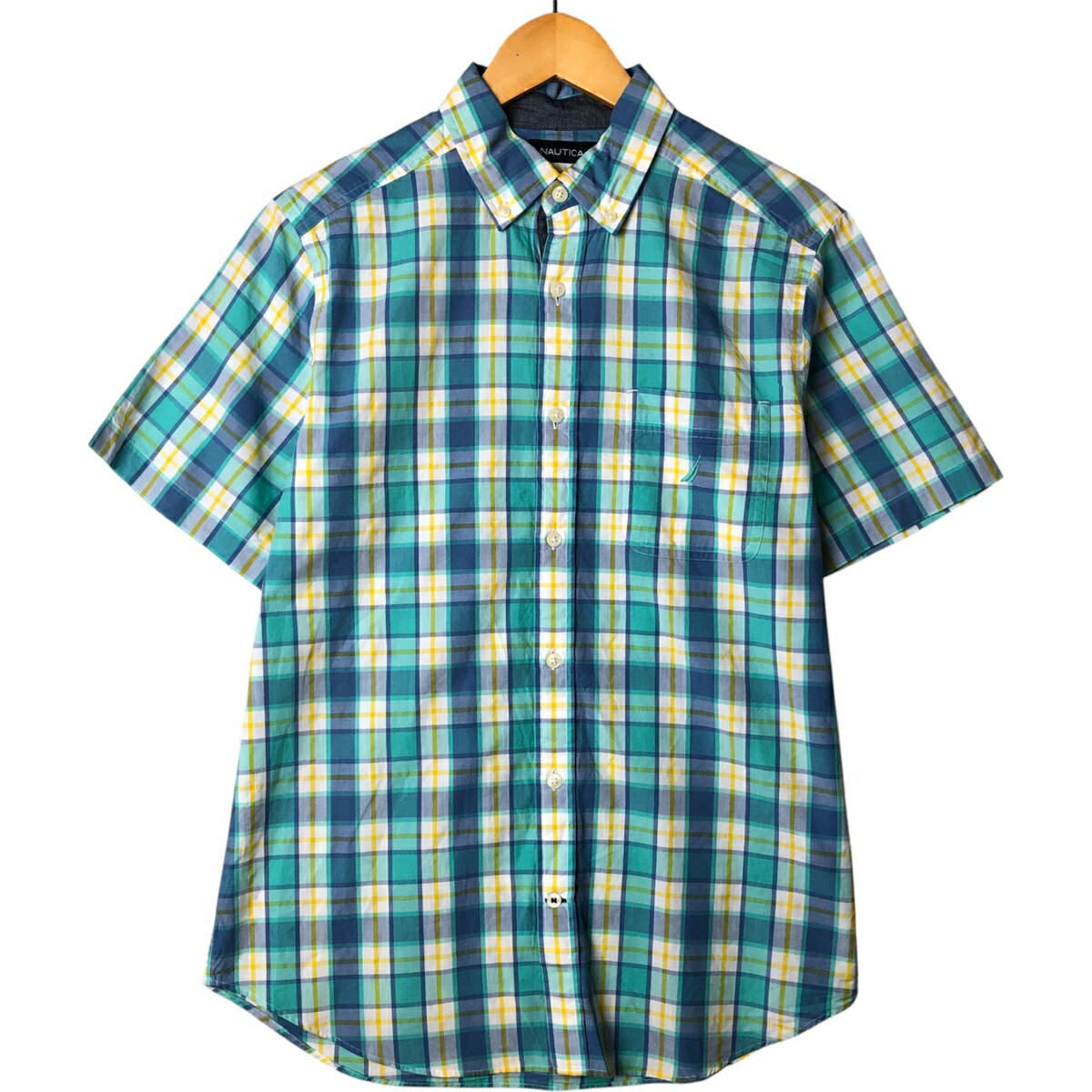 古着 00'S ノーティカ NAUTICA チェック柄 半袖 ボタンダウンシャツ メンズS相当 /eaa571357 【中古】 【250730】 【Elulu/エルル】