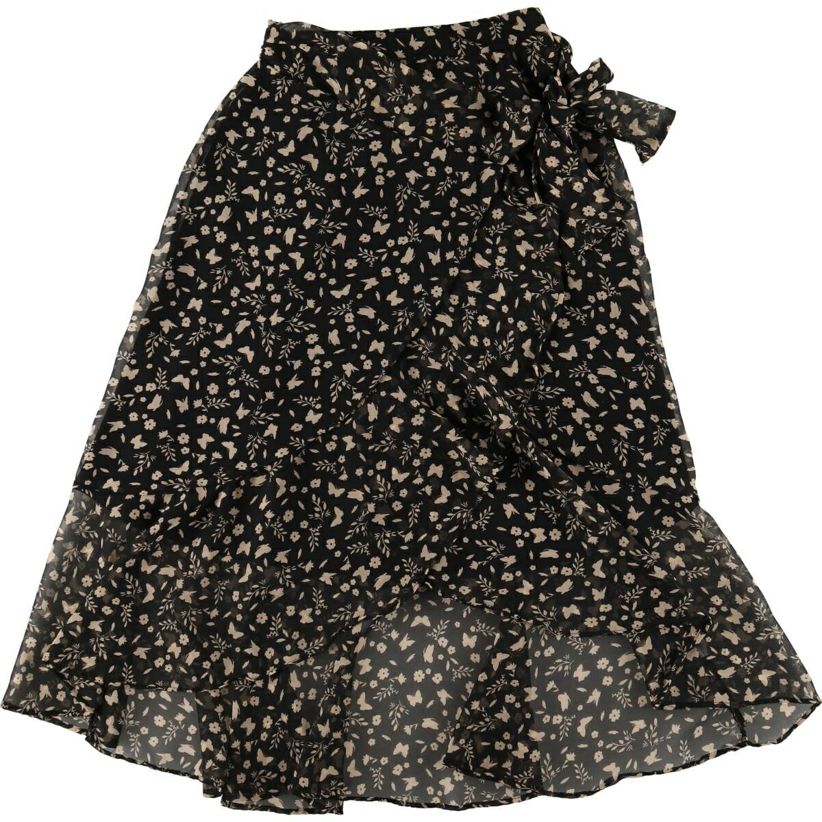 古着 DON'T CALL ME JENNYFER 総柄 イレギュラーへム ミモレ丈 ラップ 巻きスカート ティアードスカート レディースS相当 /eaa572036 【中古】 【250802】 【Elulu/エルル】