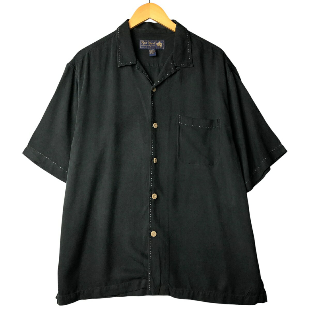 古着 90'S ナットナスト NAT NAST 半袖 オープンカラー シルクシャツ ボックスシャツ メンズL相当 ヴィ..