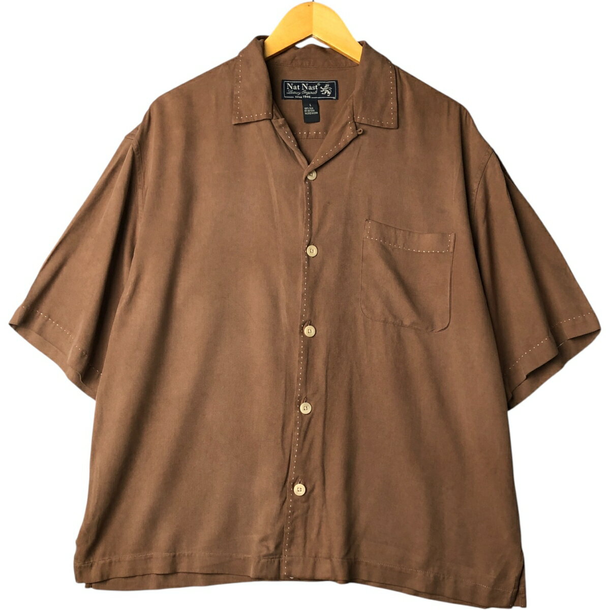 古着 ナットナスト NAT NAST 半袖 オープンカラー シルクシャツ ボックスシャツ メンズL相当 /eaa57326..
