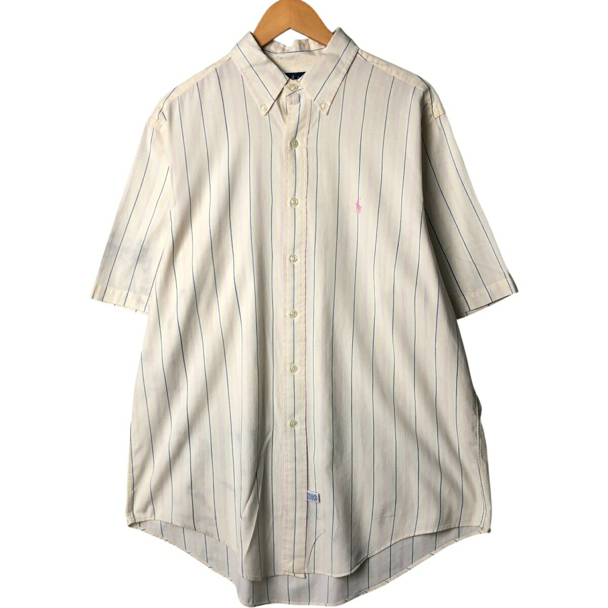 古着 ラルフローレン Ralph Lauren 半袖 ボタンダウン ストライプシャツ メンズXL相当 /eaa573398 【中古】 【250811】