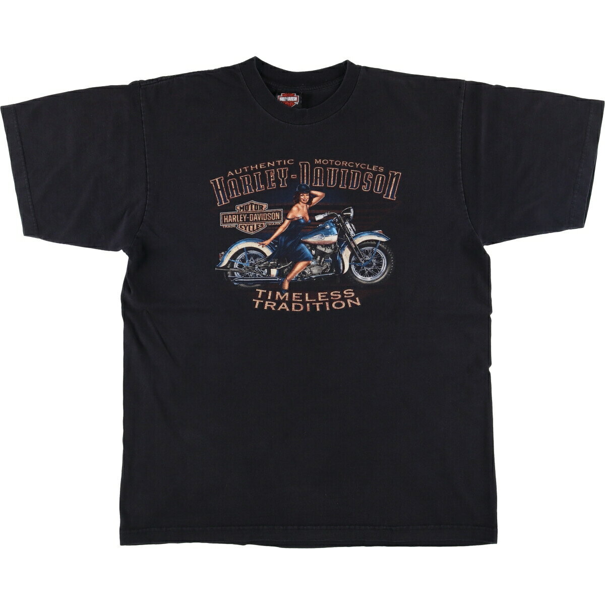 樂天商城 - 古着 00'S ハーレーダビッドソン Harley-Davidson ピンナップガール モーターサイクル バイクTシャツ USA製 メンズXL相当 /eaa573655 【中古】 【250809】 ブラック系 春夏秋 【SS2606_30】