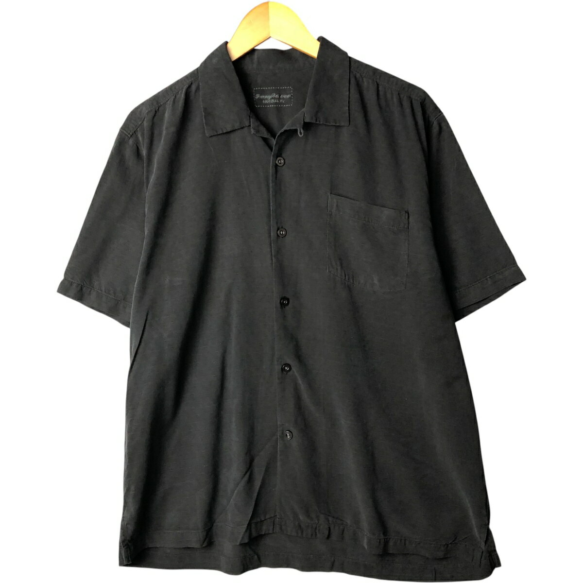 Other - 古着 トミーバハマ Tommy Bahama 総柄 半袖 オープンカラー シルクシャツ ボックスシャツ メンズL相当 ヴィンテージ /eaa573785 【中古】 【250810】 ブラック系 春夏