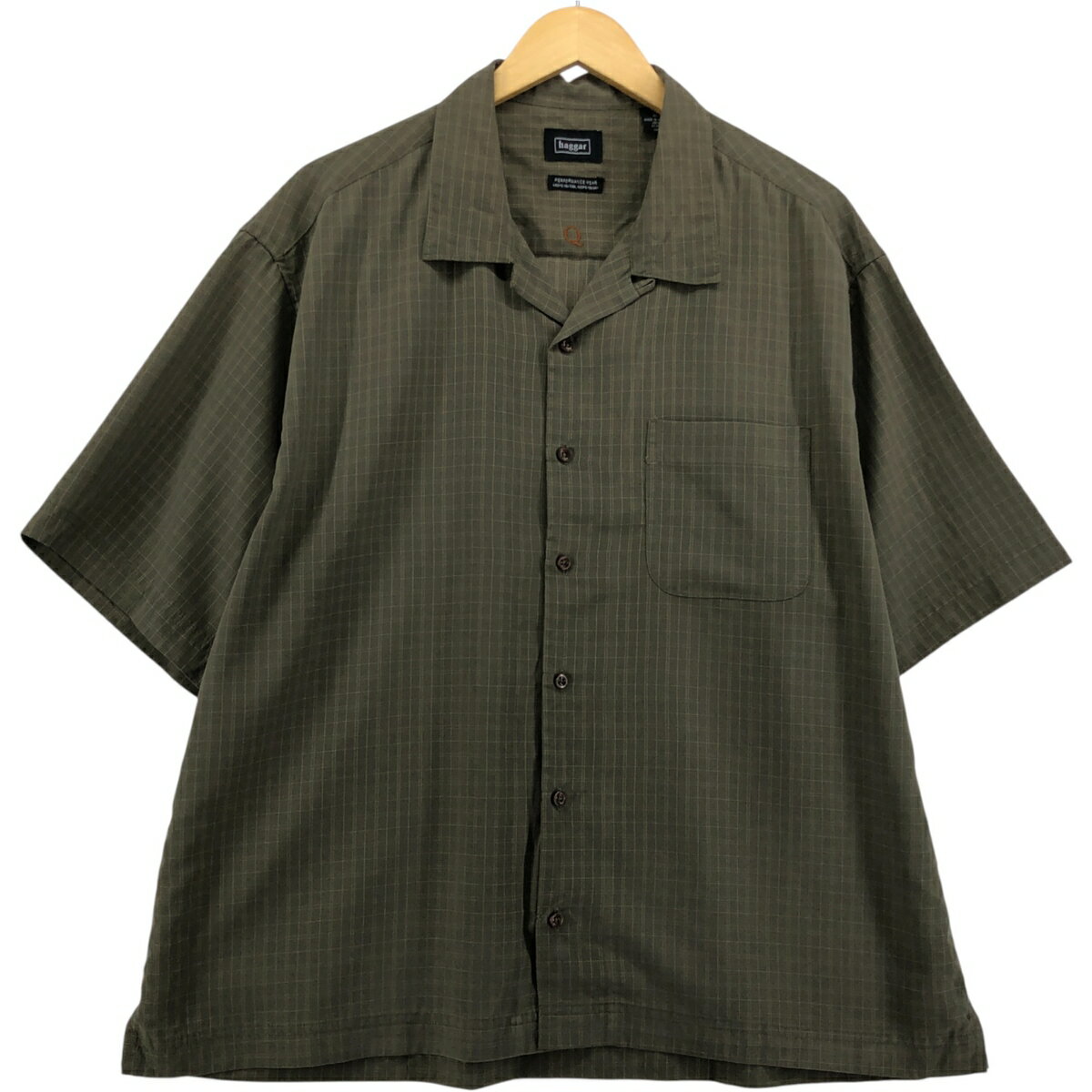 樂天商城 - 古着 ハガー HAGGAR PERFORMANCE WEAR チェック柄 半袖 オープンカラー レーヨンシャツ ボックスシャツ メンズXL相当 /eaa573798 【中古】 【250811】
