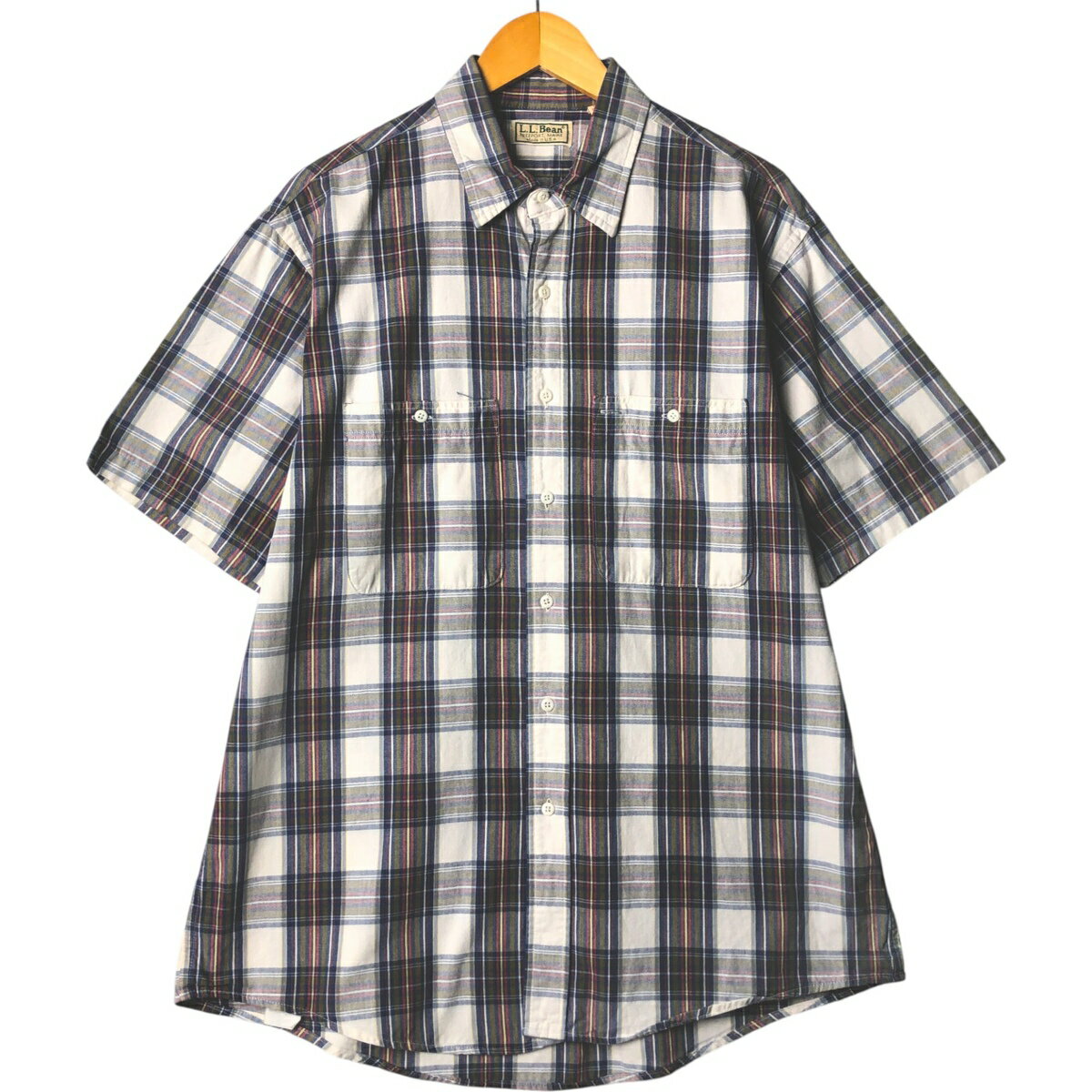 古着 エルエルビーン L.L.Bean 半袖 コットン チェックシャツ USA製 メンズL相当 /eaa574035 【中古】 【250802】
