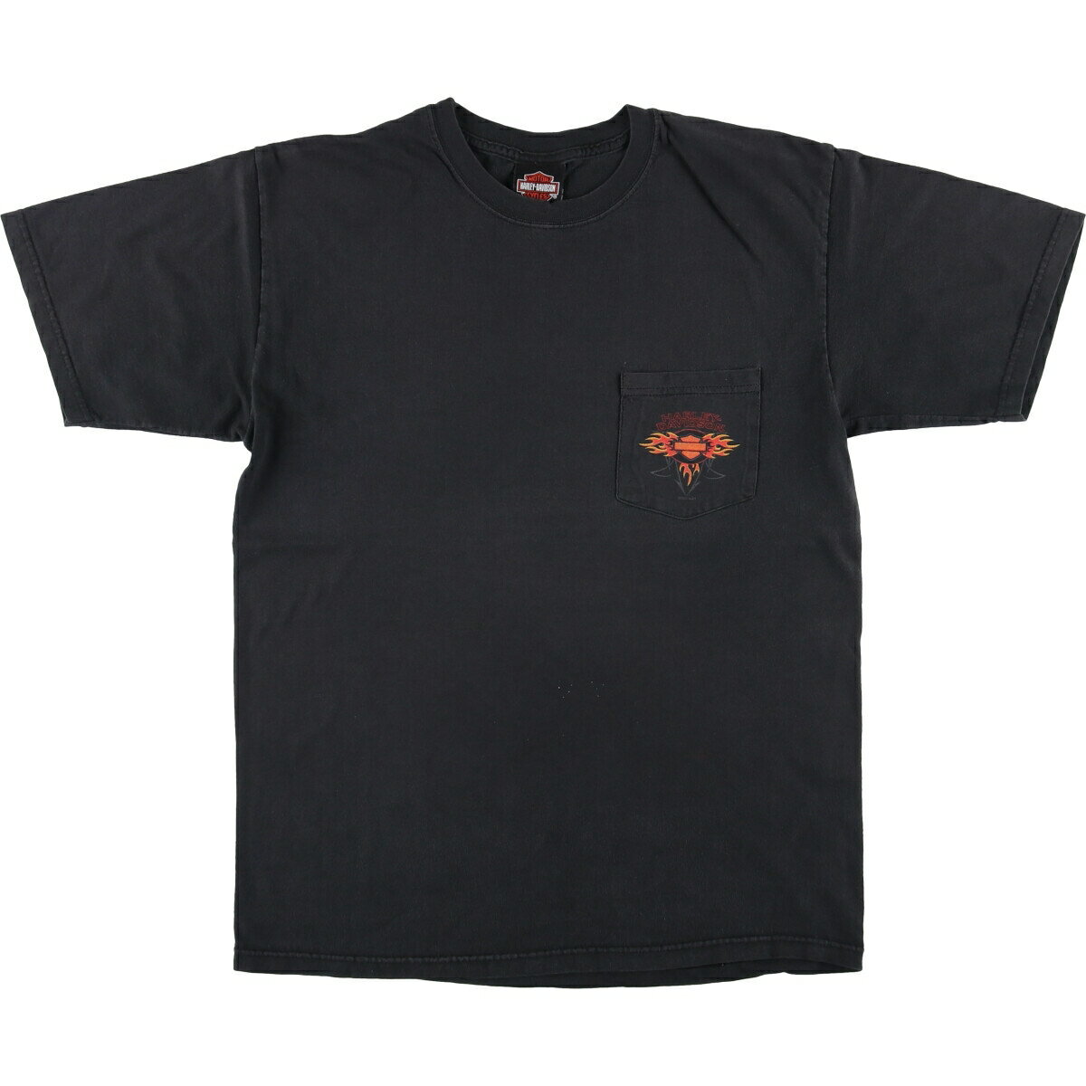 Other - 古着 00'S ハーレーダビッドソン Harley-Davidson ファイヤーパターン モーターサイクル バイクTシャツ USA製 メンズM相当 /eaa574501 【中古】 【250809】 ブラック系 春夏秋