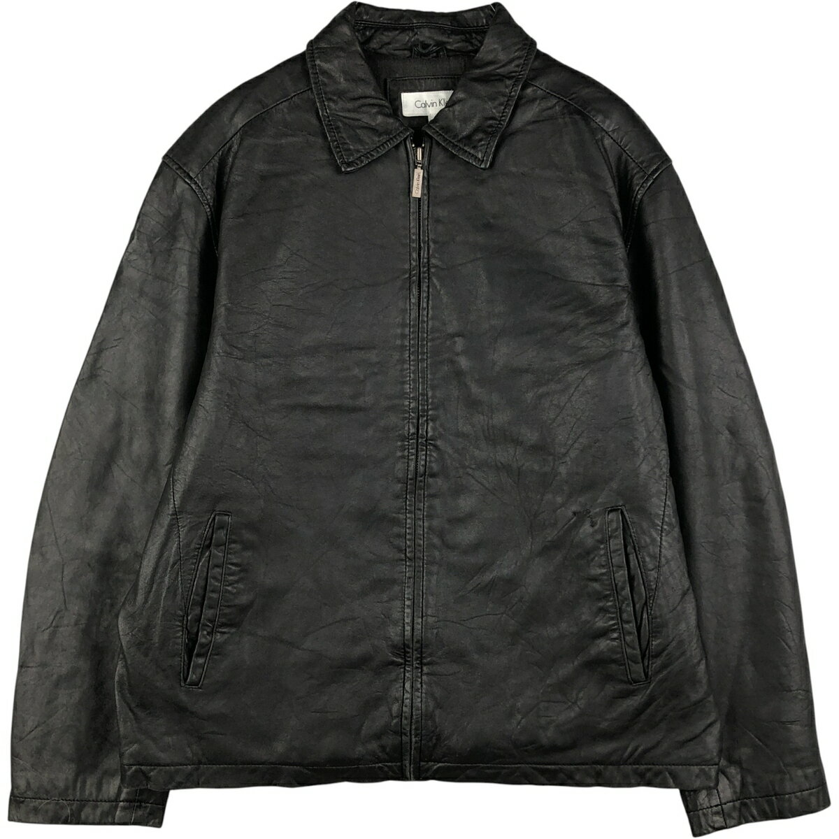   黒 レザージャケット　皮ジャン　カルバン・クライン Calvin Klein カルバンクライン シングル ライダースジャケット