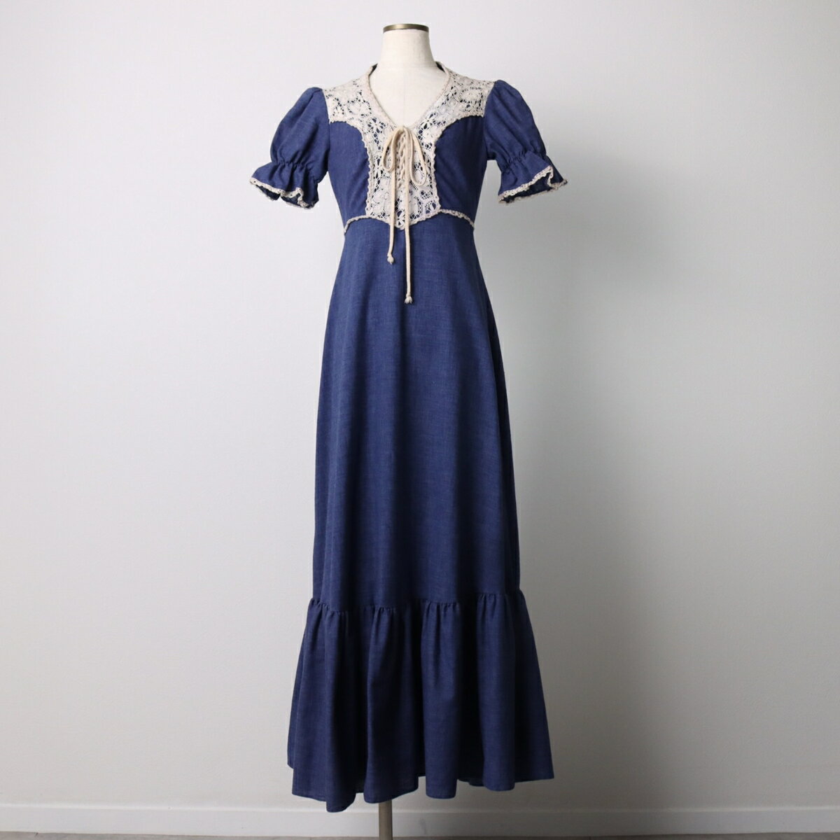 古着 キャンディスリーブ カットワーク刺繍 半袖 マキシ丈 Aラインワンピース USA製 レディースM相当 ヴィンテージ /eaa575111 【中古】 【250907】 【ADEL/アデル】 【ss2601_10】