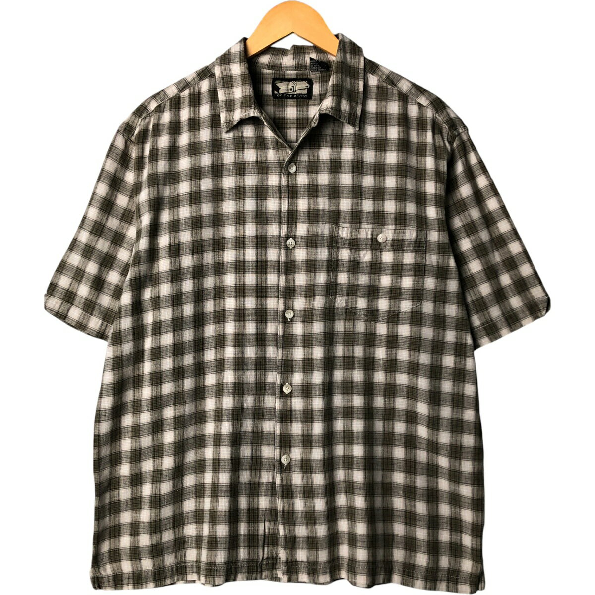 古着 オン ザ ブリンク ON THE BRINK チェック柄 半袖 オープンカラー コットン×リネンシャツ ボックスシャツ メンズL相当 /eaa575500 【中古】 【250811】