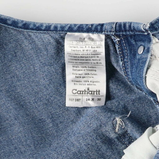 古着 00'S カーハート Carhartt デニムオーバーオール メンズw35相当 /eaa575698 【中古】 【250823】