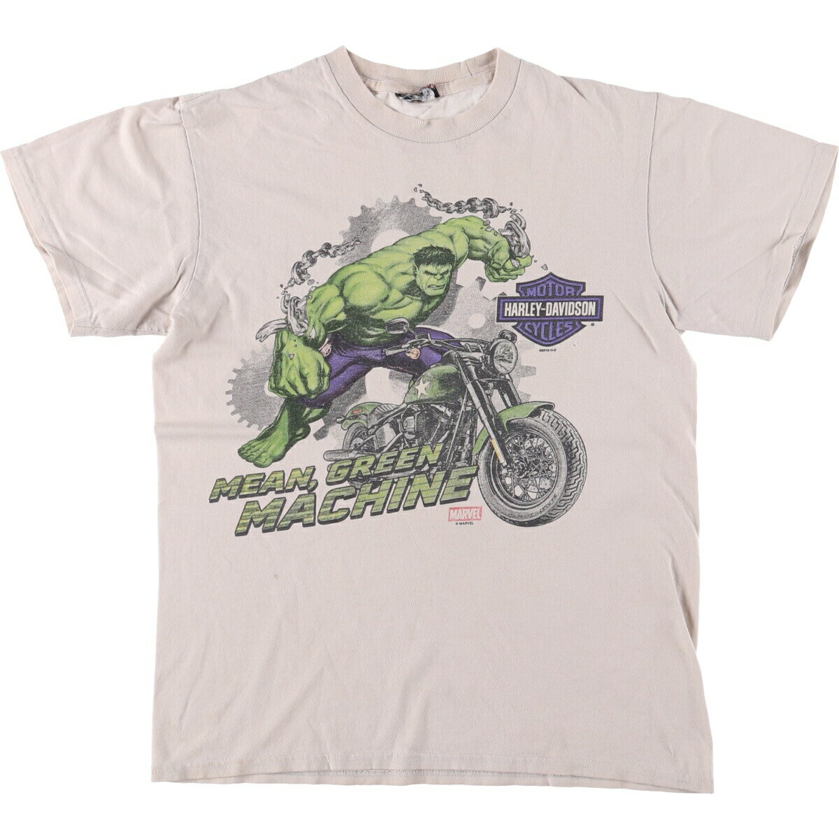 Rakuten - 古着 ハーレーダビッドソン Harley-Davidson MARVEL マーベル ハルク モーターサイクル バイクTシャツ メンズS相当 /eaa575932 【中古】 【250819】 【Elulu/エルル】 ベージュ系 春夏秋 【SS2606_30】