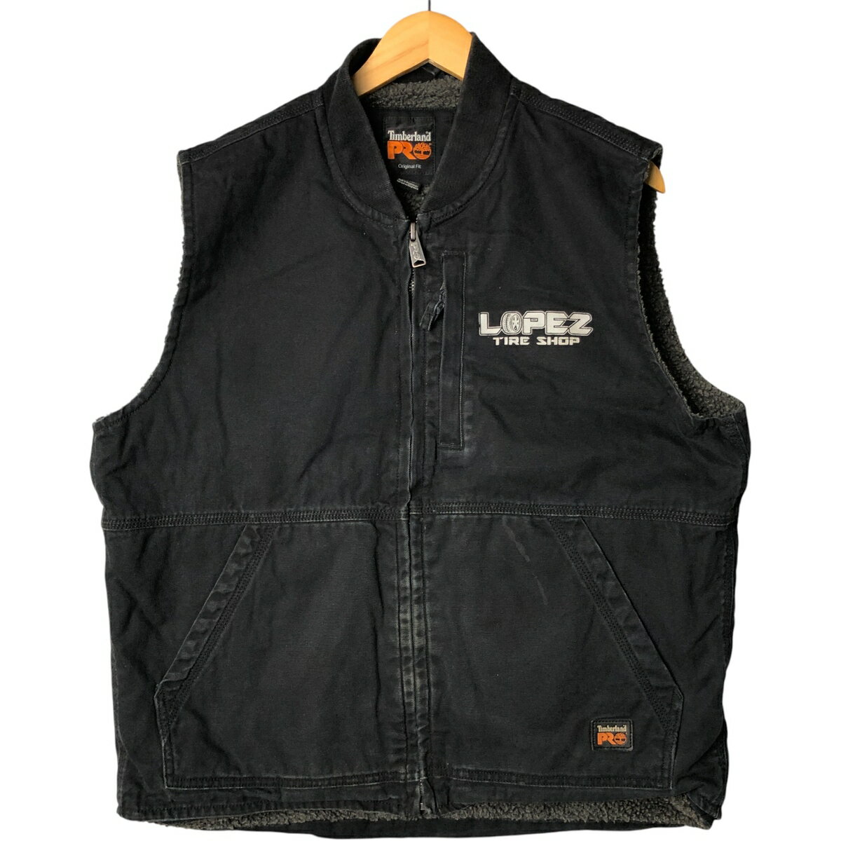 古着 ティンバーランド Timberland Original Fit LOPEZ TIRE SHOP アドバタイジング ダックベスト メンズL相当 /eaa575975 【中古】 【250919】