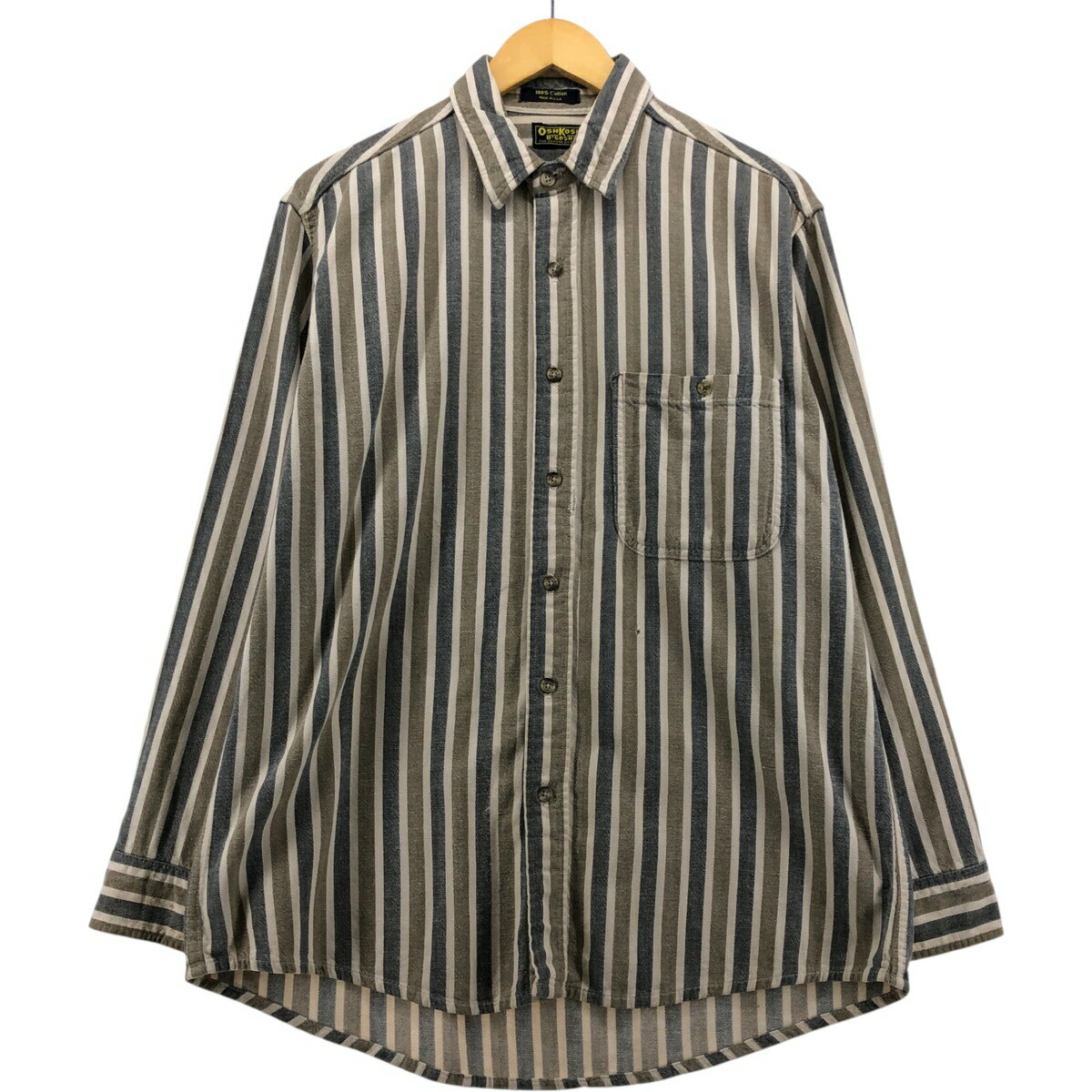 古着 90'S オシュコシュ Osh kosh ストライプ柄 長袖 ライトネルシャツ USA製 メンズL相当 ヴィンテージ /eaa576733 【中古】 【250905】