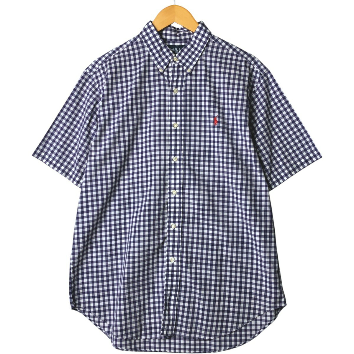 古着 Ralph Lauren CLASSIC FIT クラシックフィット ギンガムチェック 半袖 ボタンダウン チェックシャツ メンズL相当 /eaa576904 【中古】 【250815】