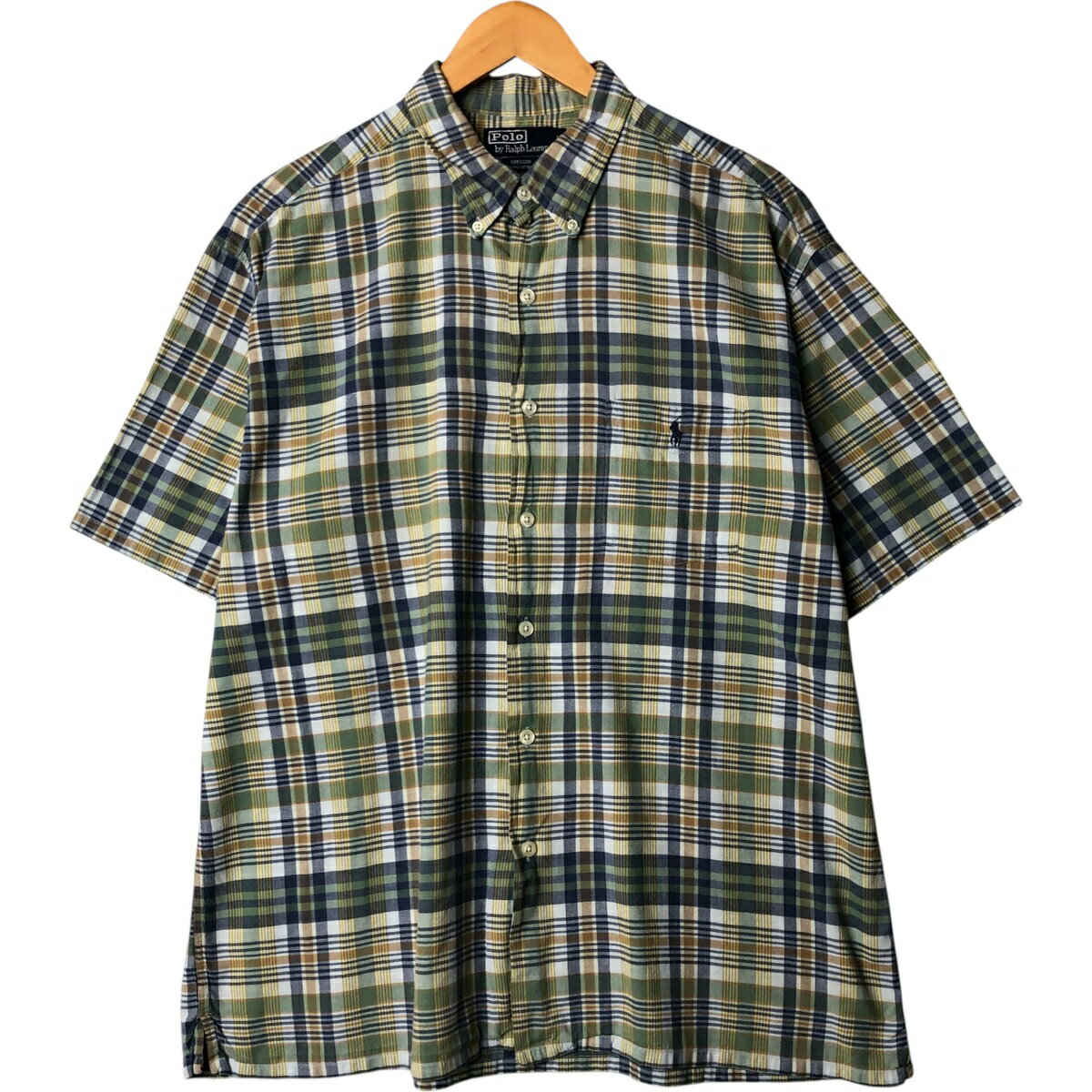 古着 ラルフローレン Ralph Lauren POLO by Ralph Lauren GREGGOR 半袖 ボタンダウン チェックシャツ メンズXL相当 /eaa576924 【中古】 【250816】 グリーン系 春夏