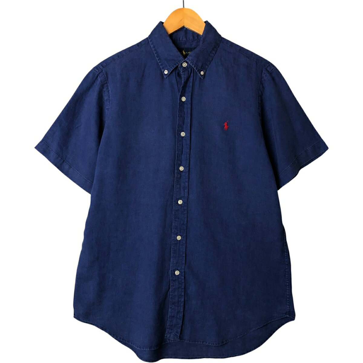 樂天商城 - 古着 ラルフローレン Ralph Lauren 半袖 リネン ボタンダウンシャツ メンズM相当 /eaa576958 【中古】 【250816】 【SS2606_10】