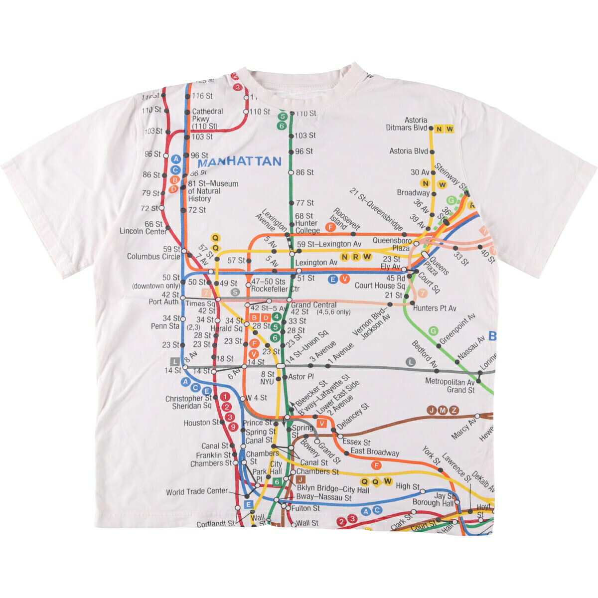 樂天商城 - 古着 NYC SUBWAY ニューヨーク市地下鉄 大判プリント プリントTシャツ メンズXL相当 /eaa577108 【中古】 【250907】 【SS2603_30】 ホワイト系 春夏秋