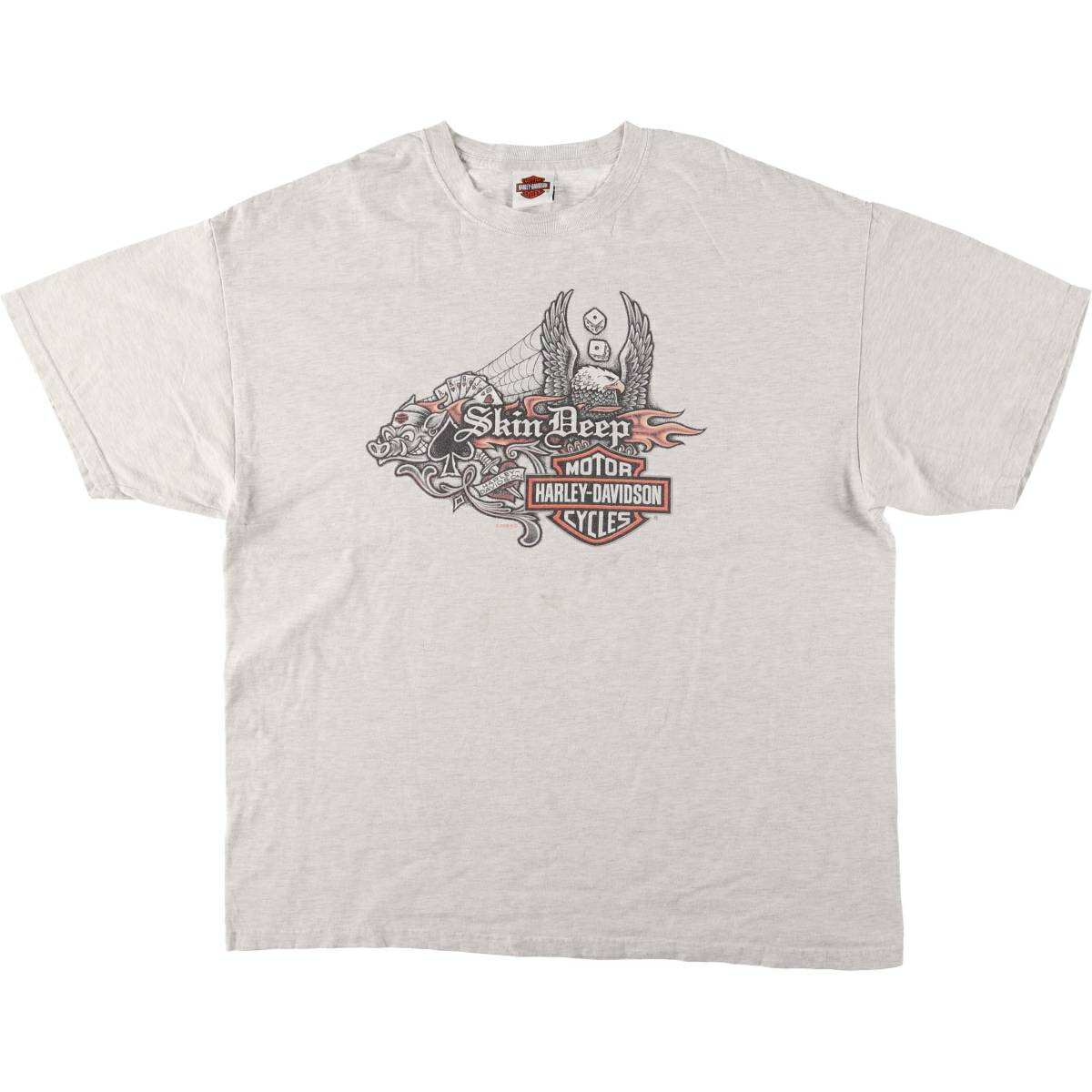 Rakuten - 古着 00'S ハーレーダビッドソン Harley-Davidson ピンナップガール 鷲柄 イーグル柄 モーターサイクル バイクTシャツ USA製 メンズXXL相当 /eaa577295 【中古】 【250831】