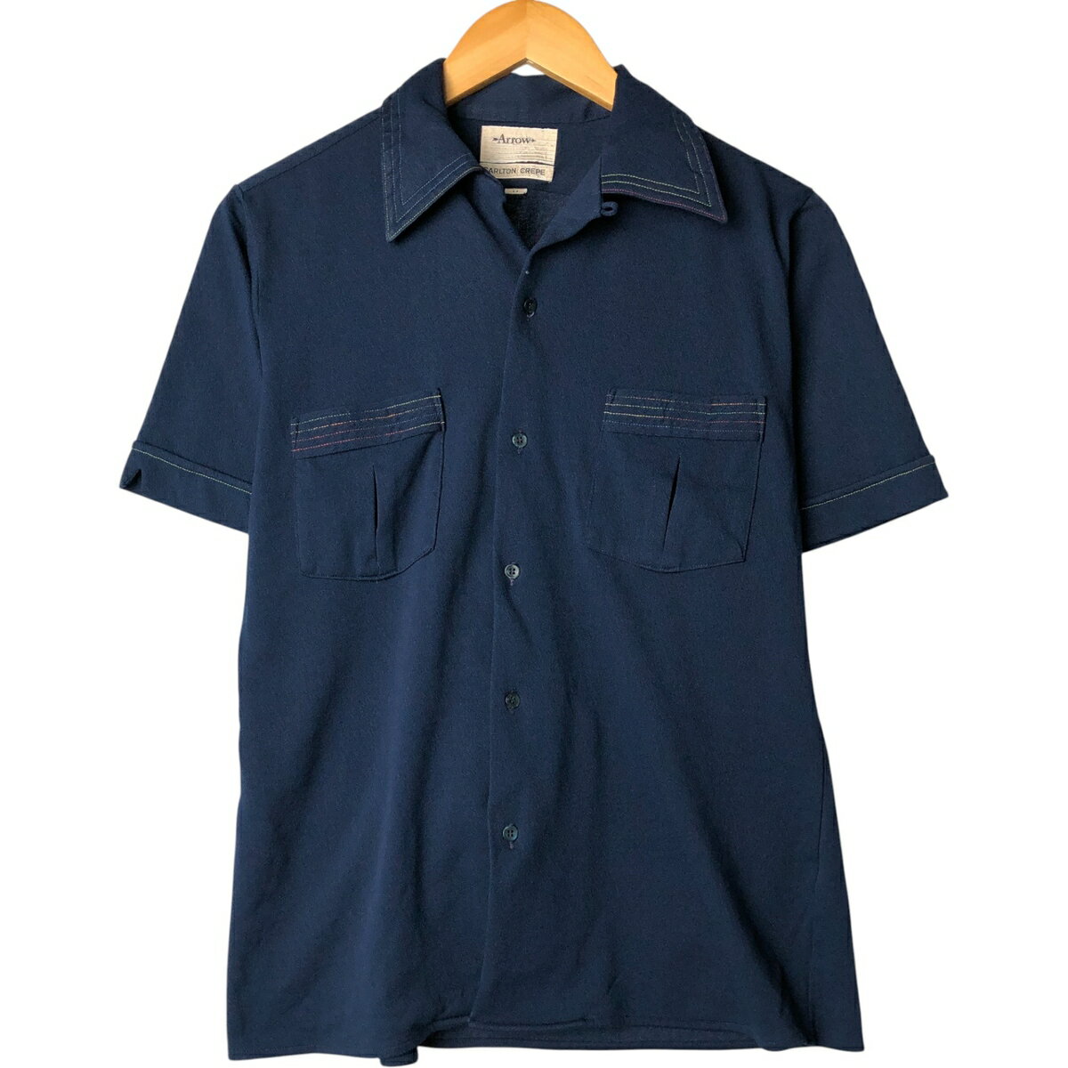 樂天商城 - 古着 70'S アロー Arrow CARLTON CREPE 襟芯入り 半袖 オープンカラー シャツ ボックスシャツ メンズM相当 ヴィンテージ /eaa577321 【中古】 【250830】