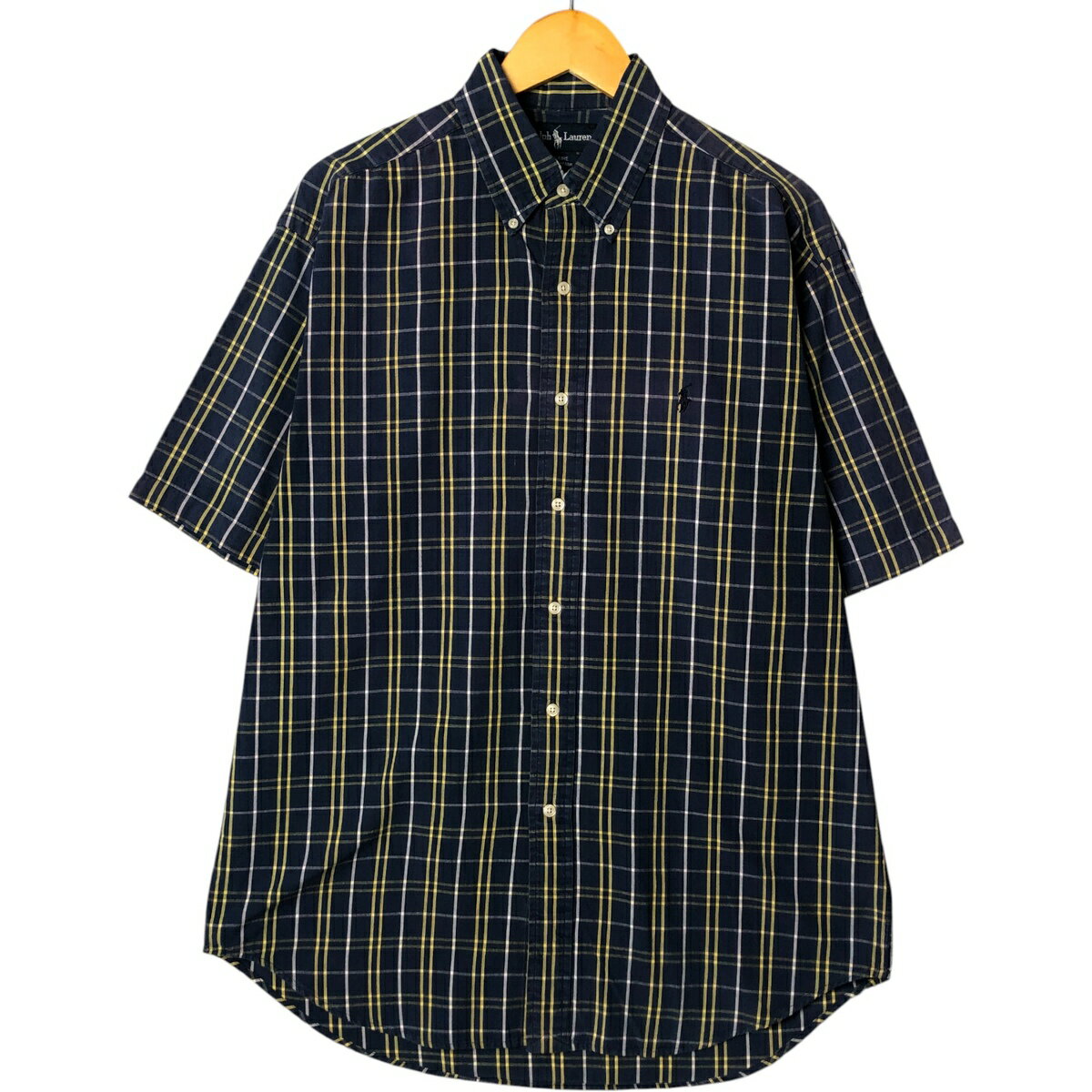 古着 ラルフローレン Ralph Lauren BLAIRE 半袖 ボタンダウン チェックシャツ メン...