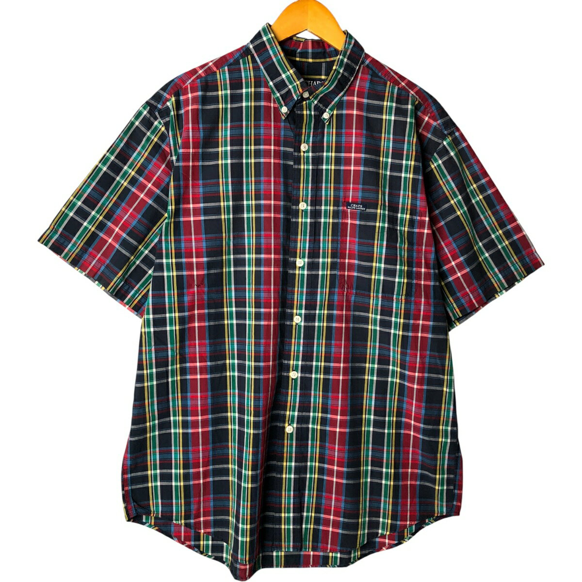 古着 ラルフローレン Ralph Lauren CHAPS チャップス 半袖 ボタンダウン チェックシャツ メンズL相当 /eaa577908 【中古】 【250925】