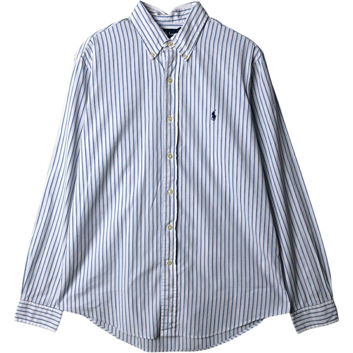 樂天商城 - 古着 ラルフローレン Ralph Lauren CUSTOM FIT 長袖 ボタンダウンストライプシャツ メンズL相当 /eaa578533 【中古】 【250914】 【NH-2508】 【ss2601_10】 ネイビー系 春夏秋冬