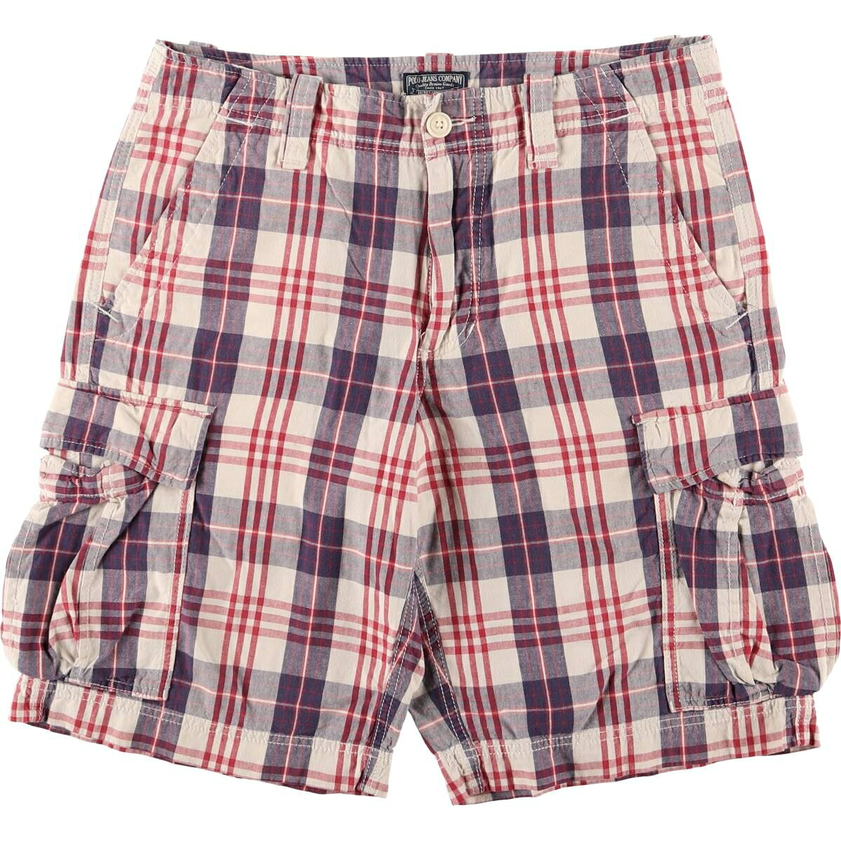 古着 90'S ラルフローレン Ralph Lauren POLO JEANS COMPANY チェック柄 カーゴショーツ ハーフパンツ メンズw34相当 ヴィンテージ /eaa578840 【中古】 【250904】