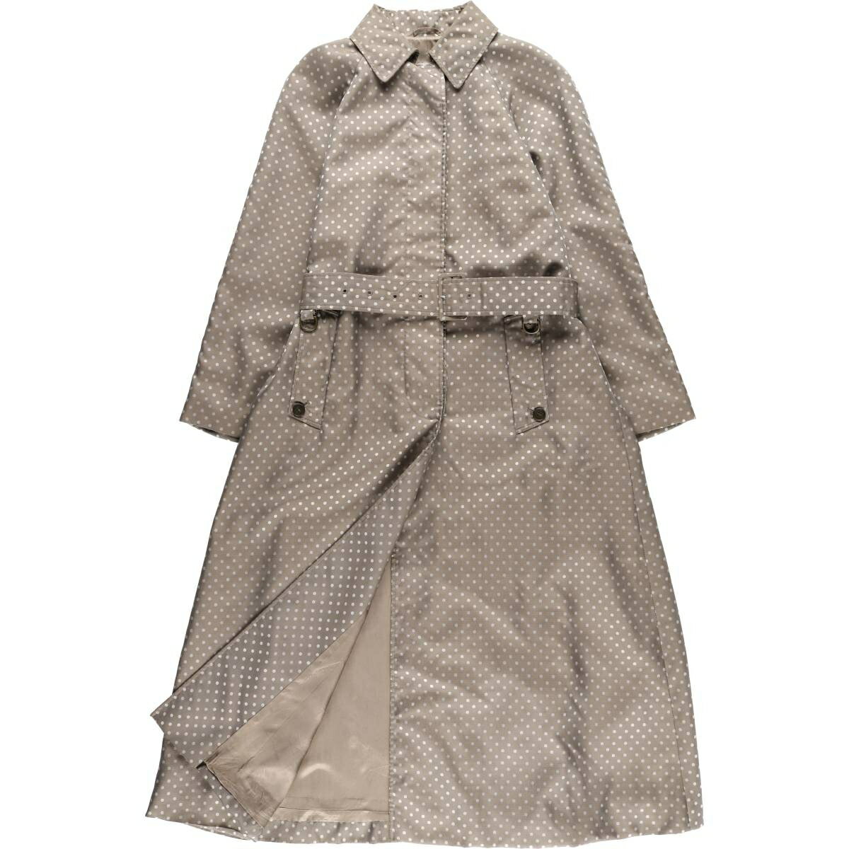 Turn-Down Collar Coat - 古着 アクアスキュータム Aquascutum ドット柄 ステンカラーコート バルマカーンコート カナダ製 レディースS相当 /eaa579318 【中古】 【250906】 【Elulu/エルル】 【SS2603_10】 ベージュ系 春秋冬
