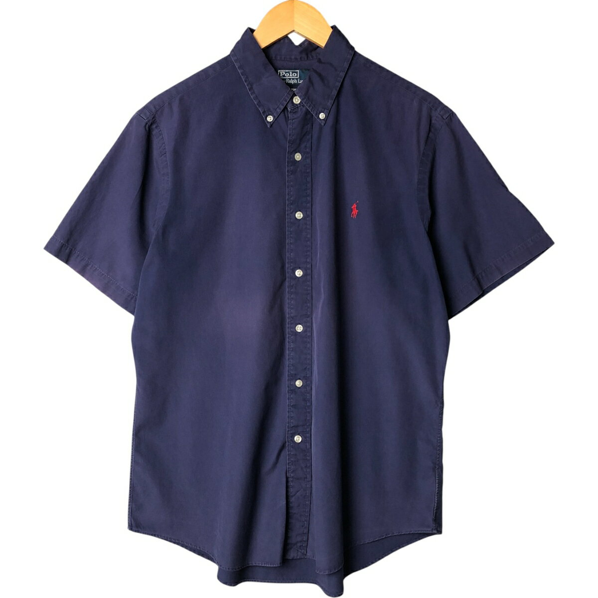 古着 ラルフローレン Ralph Lauren POLO by Ralph Lauren CUSTOM FIT 半袖 ボタンダウンシャツ メンズL相当 /eaa580016 【中古】 【250821】 ネイビー系 春夏