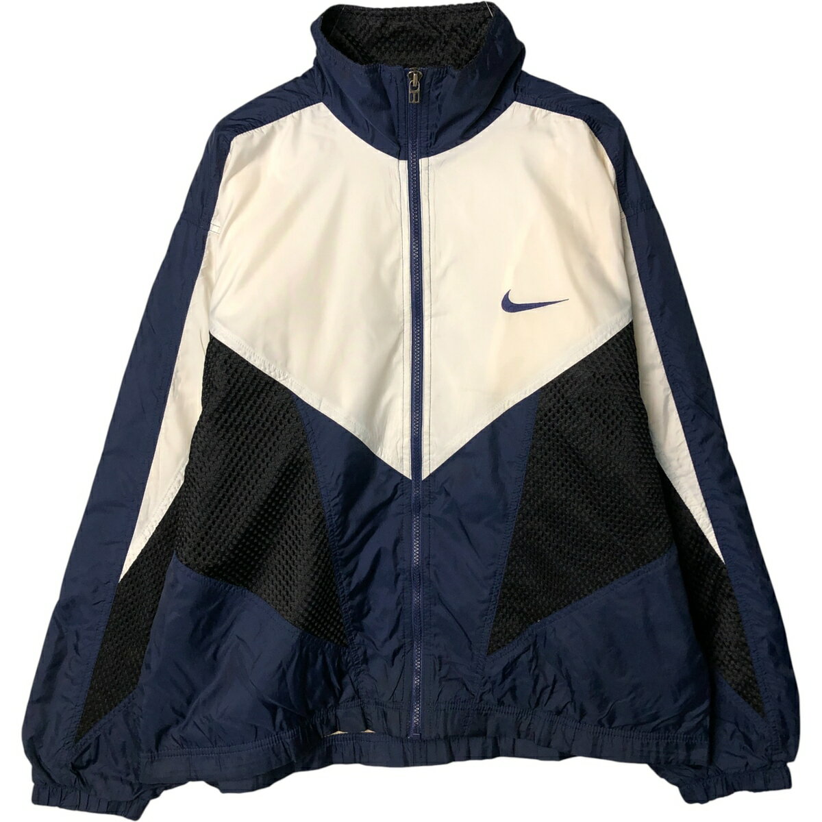 90s　USA製　NIKE　ビンテージ　ナイロンジャケット　ナイキ　刺繍　黒　青 90s USA製 NIKE ビンテージ ナイロンジャケット ナイキ ブルゾン 黒