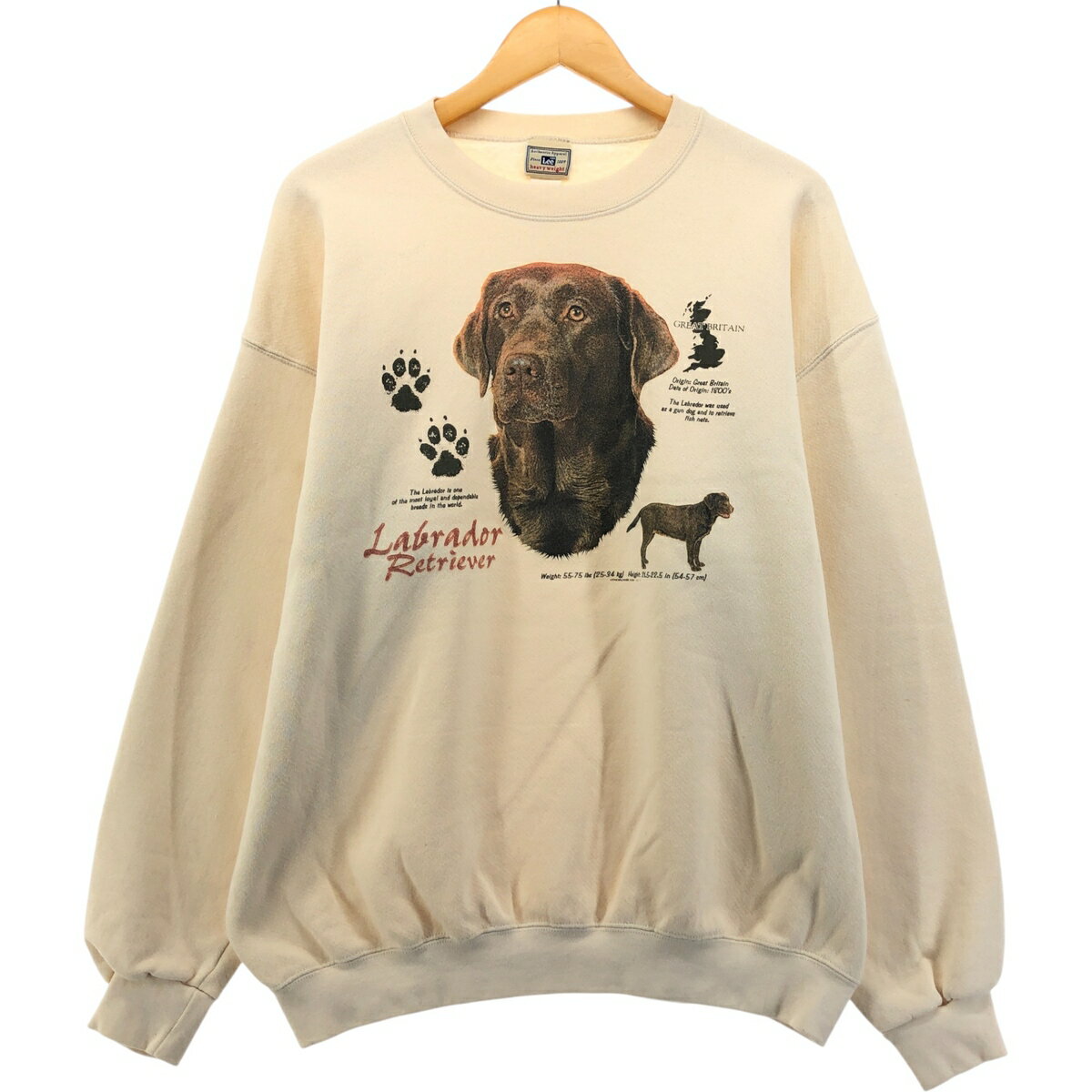 古着 90'S リー Lee heavy weight 犬柄 Labrador Retriever ラブラドール レトリバー アニマル スウェットシャツ トレーナー メンズXL相当 ヴィンテージ /eaa580550 【中古】 【250907】