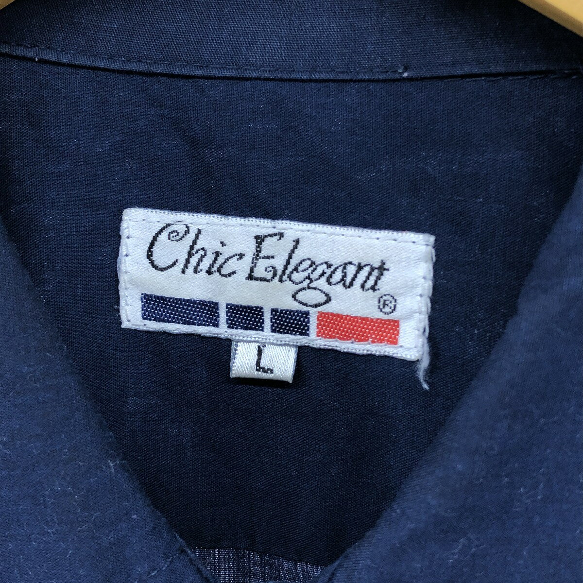 古着 CHIC ELEGANT ワイドカラー 半袖 メキシカンシャツ キューバシャツ ボックスシャツ メンズL相当 /eaa580748 【中古】 【250906】