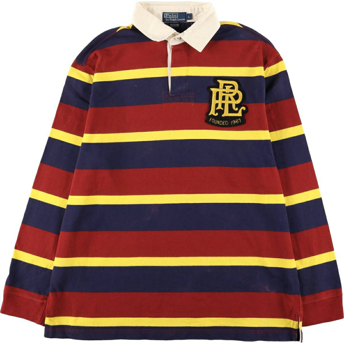 Rakuten - 古着 ラルフローレン Ralph Lauren POLO by Ralph Lauren ボーダー柄 マルチボーダー 長袖 ラガーシャツ メンズL相当 /eaa581130 【中古】 【250915】 【SS2603_10】