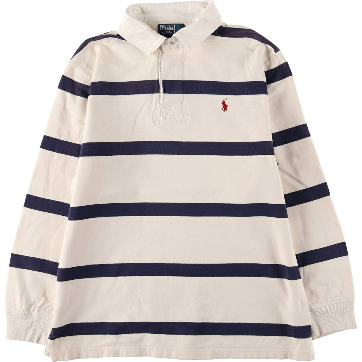 古着 ラルフローレン Ralph Lauren POLO by Ralph Lauren CUSTOM FIT ボーダー柄 長袖 ラガーシャツ メンズXL相当 /eaa581131 【中古】..