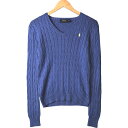古着 ラルフローレン Ralph Lauren POLO RALPH LAUREN ケーブル編み Vネック コットンニットセーター レディースS相当 /eaa5...