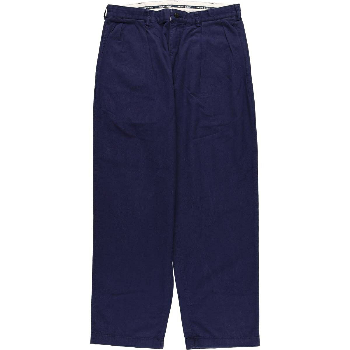 古着 ラルフローレン Ralph Lauren POLO GOLF ポロゴルフ ツータック シアサッカー コットン スラックスパンツ メンズw34相当 /eaa581296 【中古】 【250915】 【SS2603_10】 ネイビー系 春夏秋冬
