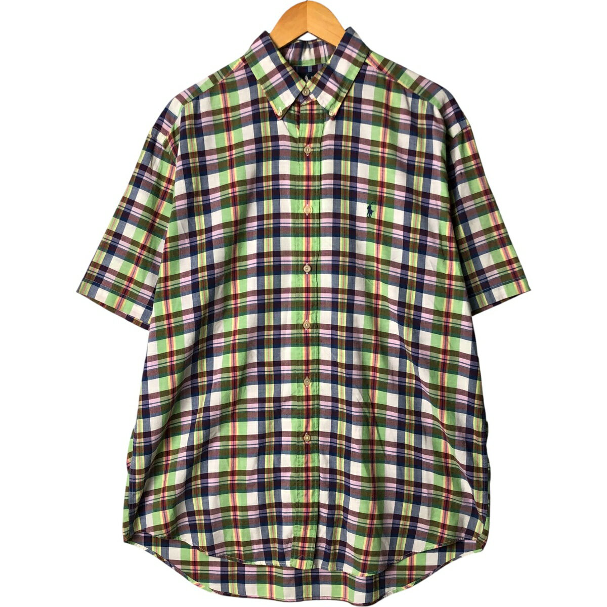 樂天商城 - 古着 ラルフローレン Ralph Lauren BLAIRE 半袖 ボタンダウン チェックシャツ メンズL相当 /eaa581376 【中古】 【250920】