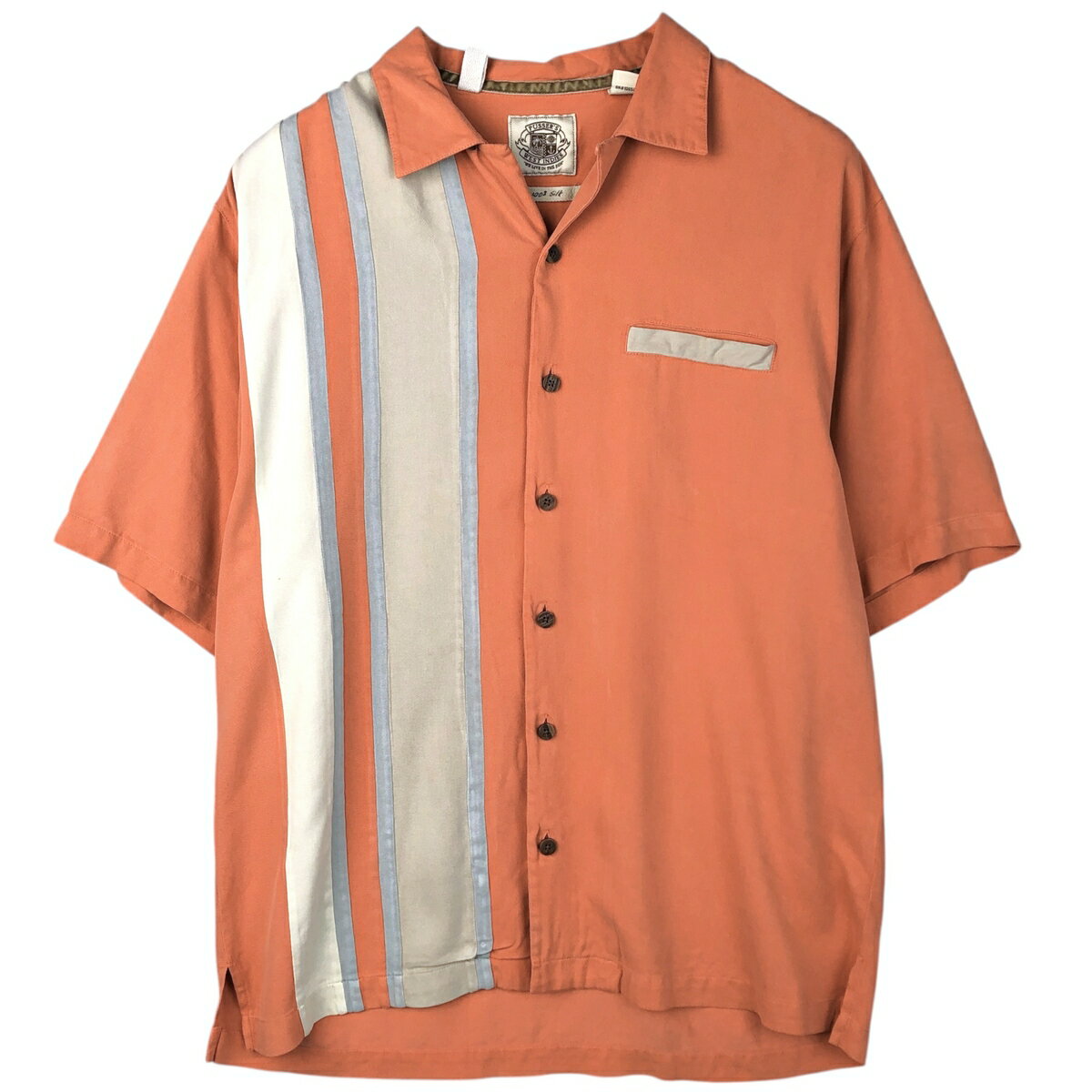 古着 PUSSER'S WEST INDIES オープンカラー 半袖 ツートンシャツ ボックスシャツ メンズL相当 /eaa581552   オレンジ系 春夏