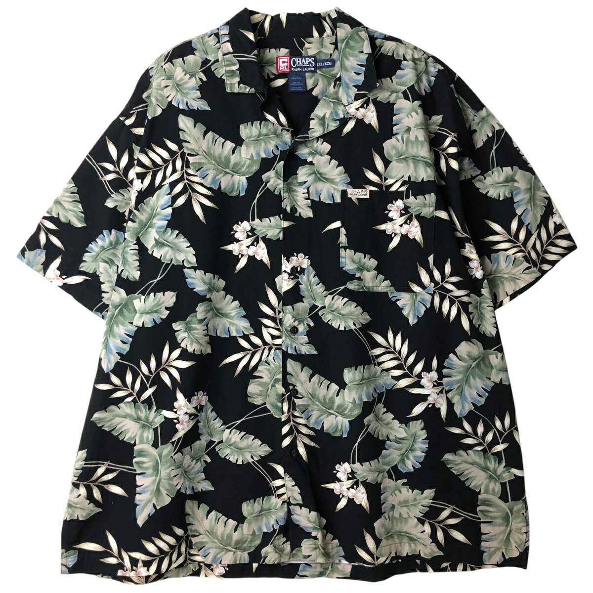 Rakuten - 古着 ラルフローレン Ralph Lauren CHAPS チャップス ボタニカル柄 オープンカラー ハワイアンアロハシャツ ボックスシャツ メンズXXL相当 /eaa581562 【中古】 【260213】 ブラック系 春夏