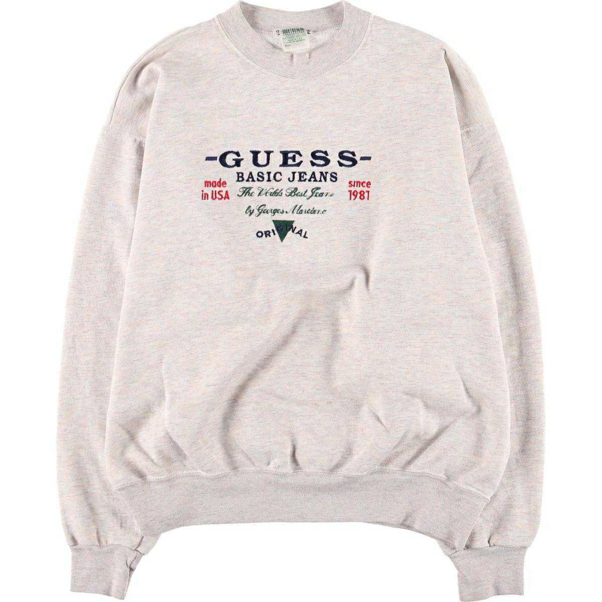 樂天商城 - 古着 90'S ゲス Guess BY GEORGES MARCIANO ワンポイントロゴスウェットシャツ トレーナー USA製 メンズL相当 ヴィンテージ /eaa581674 【中古】 【250912】 【ss2601_10】 グレー系 春夏秋冬