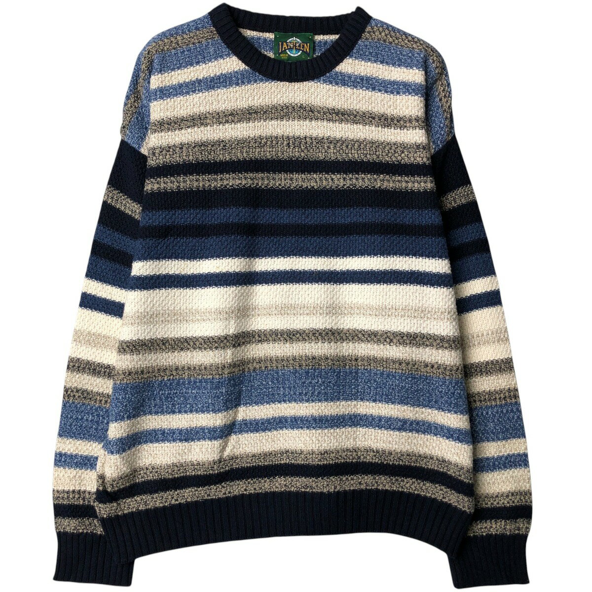 古着 ジャンセン Jantzen 総柄 ボーダー柄 コットンニットセーター USA製 メンズL相当 /eaa583004 【中古】 【250923】 【NH-2508】 【SS2603_10】
