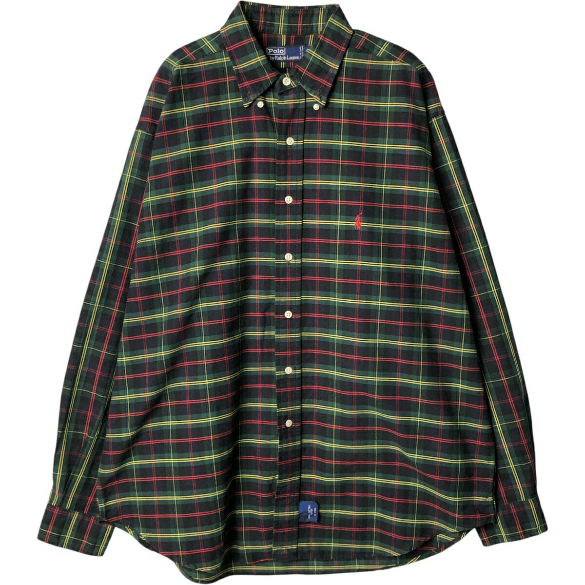 古着 ラルフローレン Ralph Lauren POLO by Ralph Lauren 長袖 ボタンダウンチェックシャツ カナダ製 メンズL相当 /eaa583064 【中古】 【250919】 【NH-2508】 【ss2601_10】 グリーン系 春夏秋冬