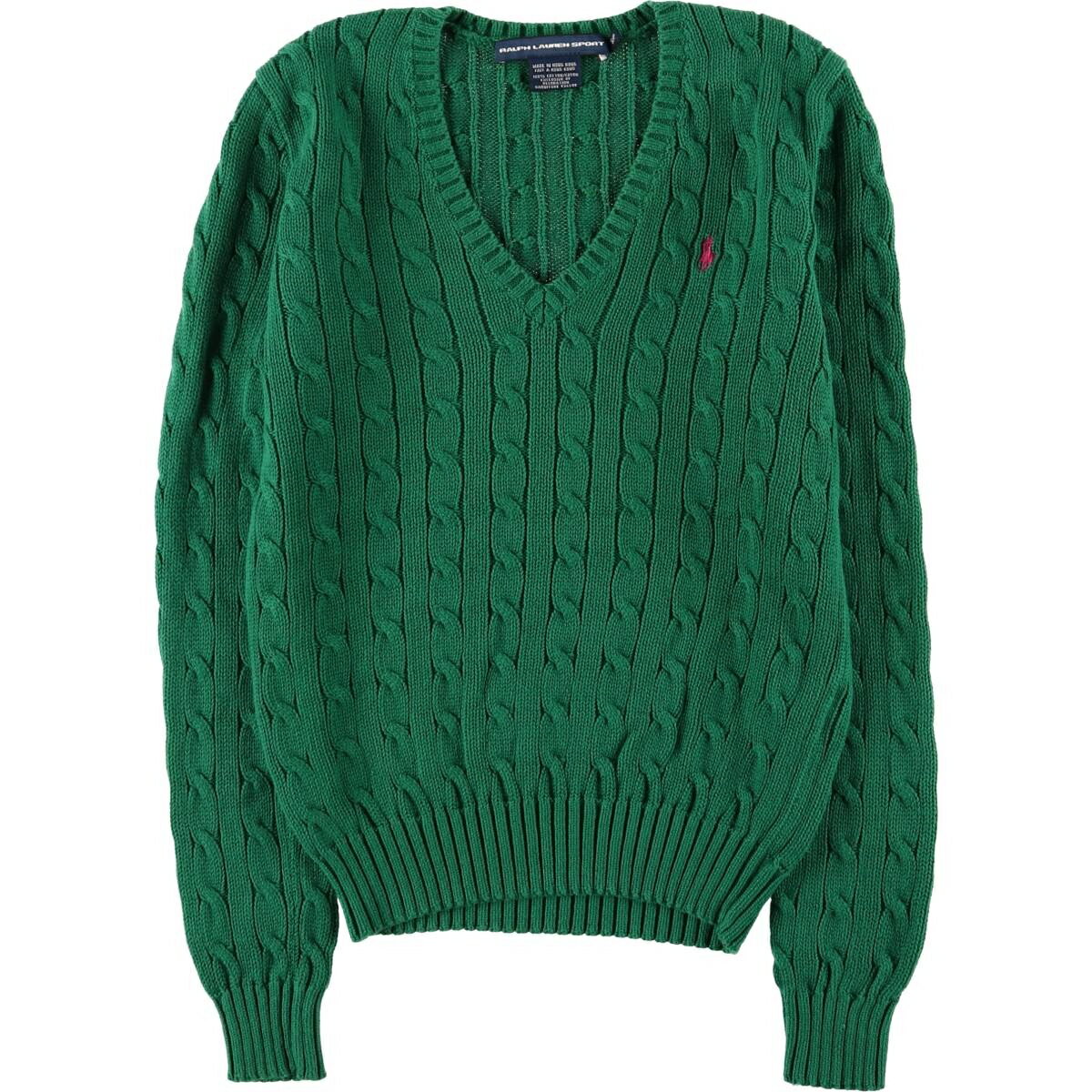 古着 ラルフローレン Ralph Lauren RALPH LAUREN SPORT ケーブル編み Vネック コットンニットセーター レディースS相当 /eaa583148 【中古】 【250922】 【Elulu/エルル】