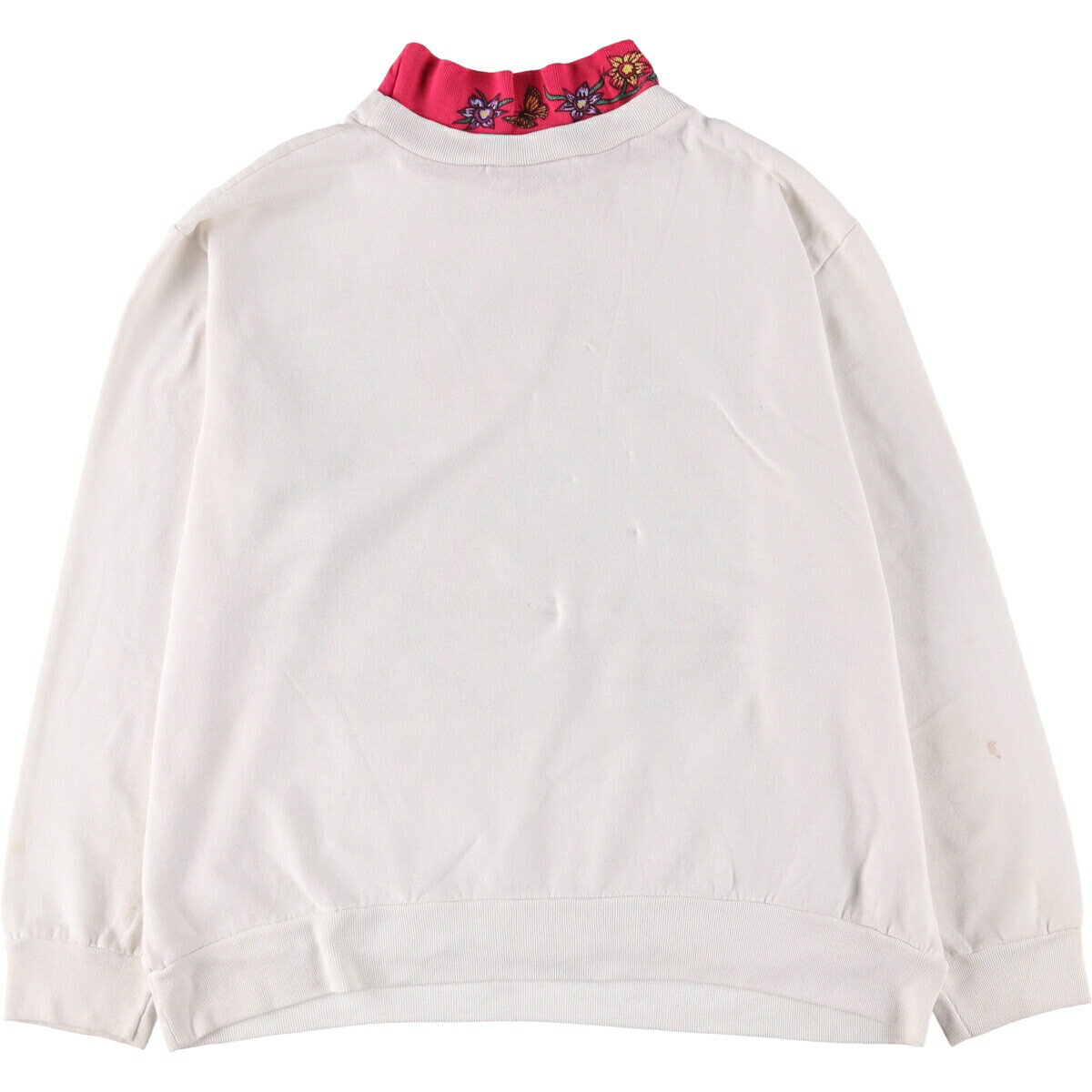 古着 CAROL WRIGHT 花柄 蝶柄 ラインストーン付き モックネック アニマル スウェットシャツ トレーナー レディースXL相当 /eaa583958 【中古】 【250921】 【Elulu/エルル】