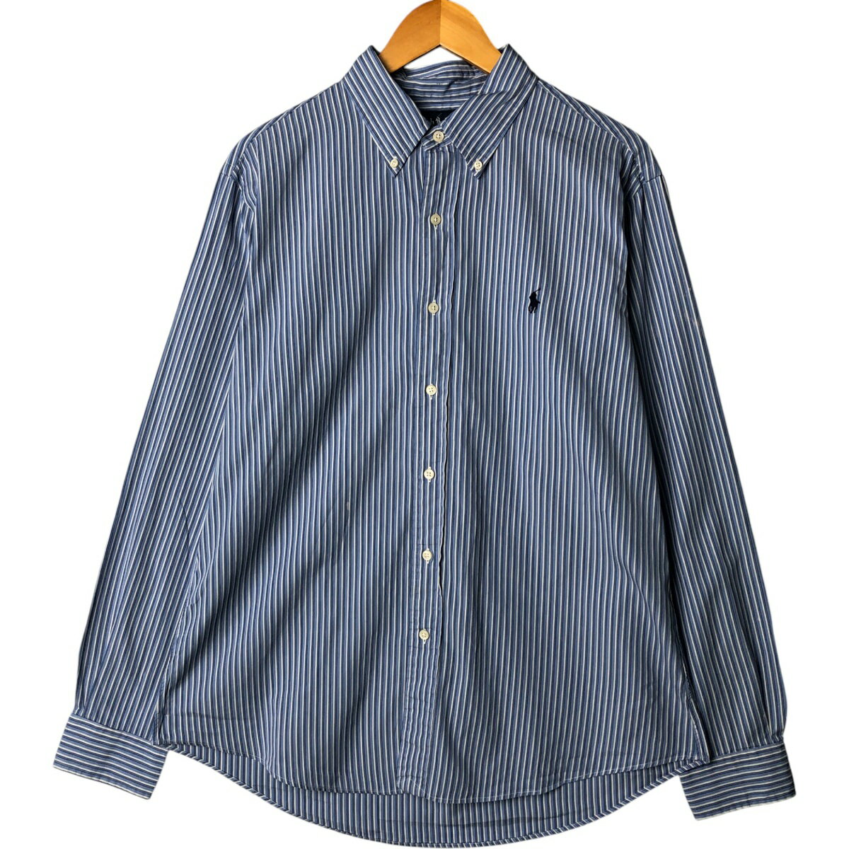 古着 ラルフローレン Ralph Lauren CUSTOM FIT 長袖 ボタンダウンストライプシャツ メンズL相当 /eaa584221 【中古】 【250920】 【ss2..