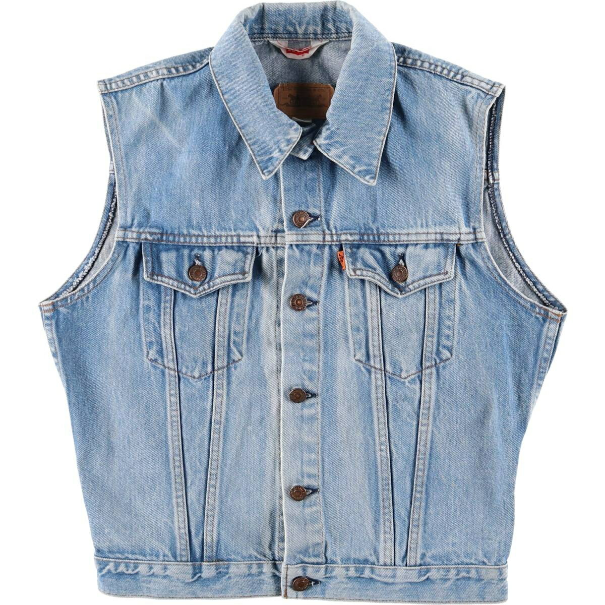 古着 リーバイス Levi's 70501-0217 ユーロモデル オレンジタブ デニムベスト フランス製 メンズS相当 ヴィンテージ /eaa584413 【中古】 【250922】 【SS2603_10】 ブルー系 春秋冬