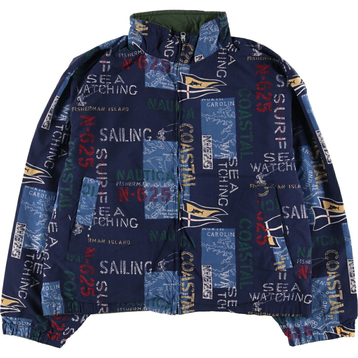 乐天商城 - 古着 90'S ノーティカ NAUTICA 総柄 リバーシブル ジップアップジャケット メンズXL相当 ヴィンテージ /eaa584495 【中古】 【250927】 【SS2606_30