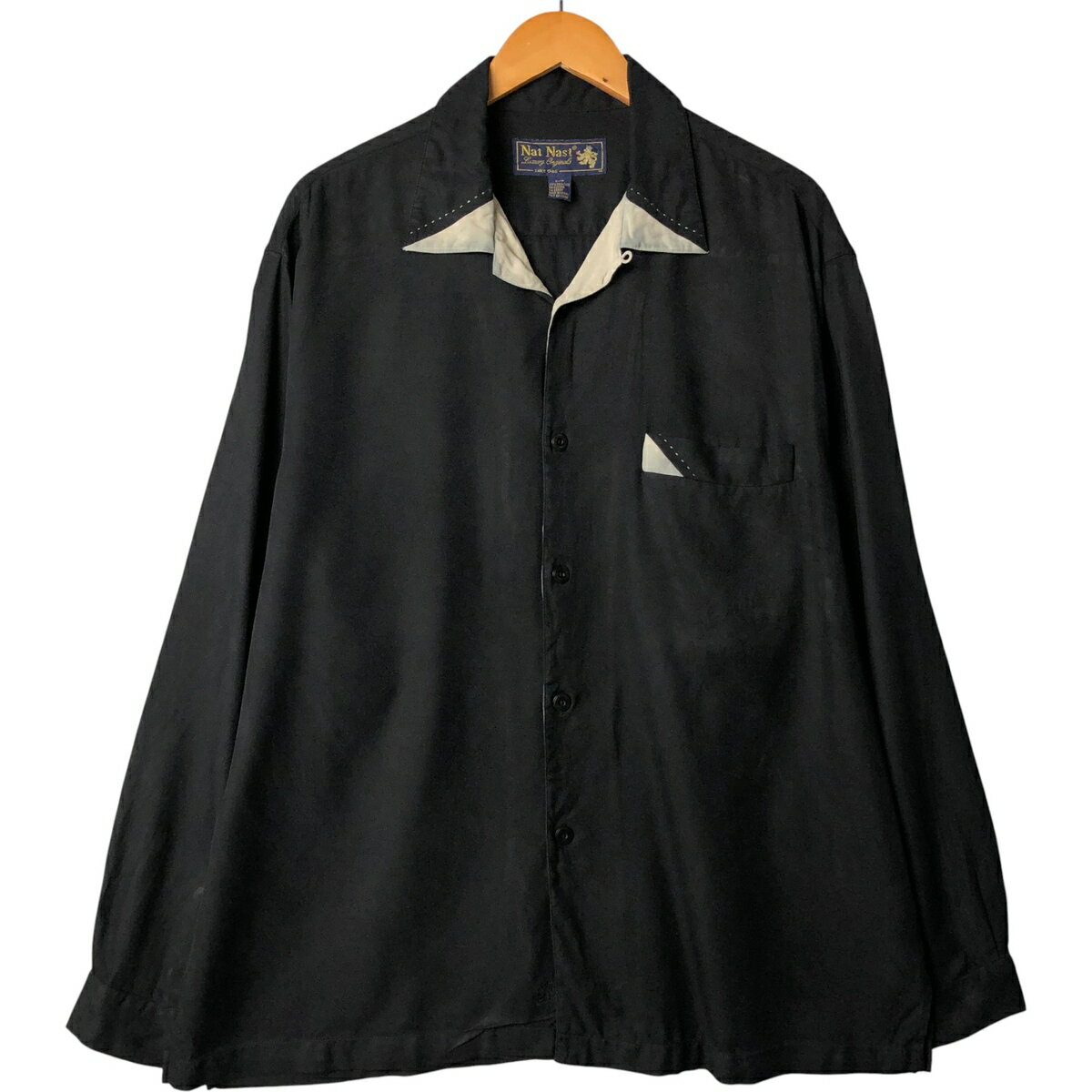 古着 ナットナスト Nat Nast 長袖 オープンカラーシルクシャツ ボックスシャツ メンズL相当 /eaa584597..