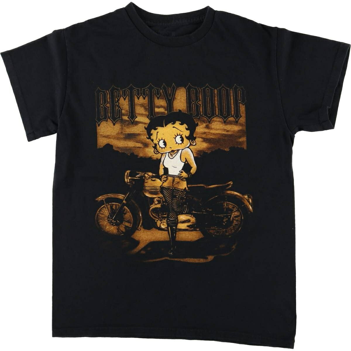 古着 BRISCO BETTY BOOP ベティブープ キャラクタープリントTシャツ レディースXS相当 /eaa585192    ブラック系 春夏秋 