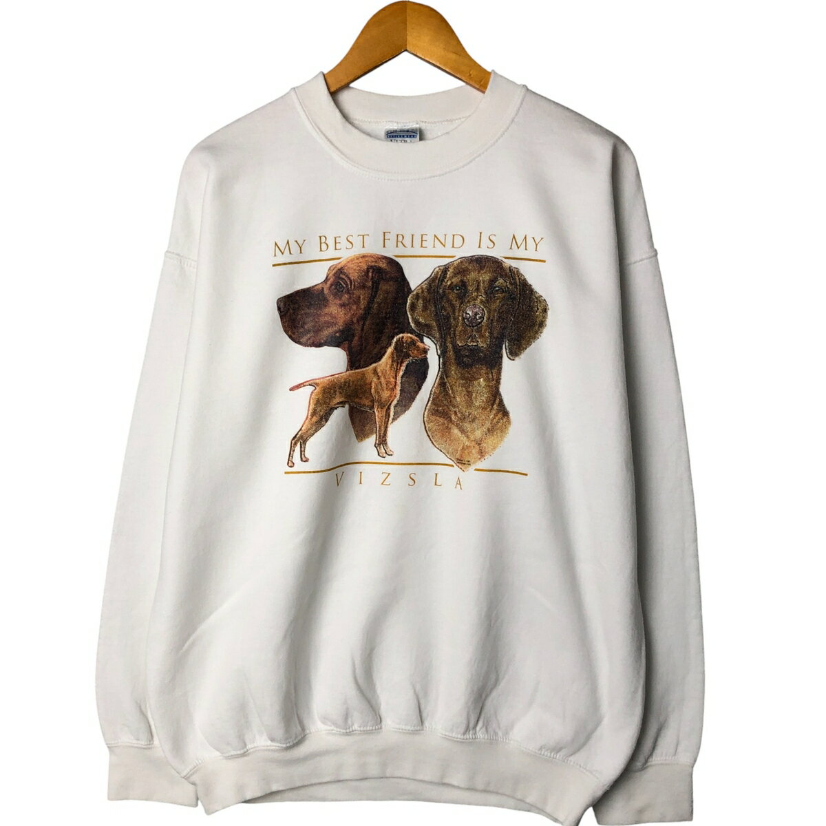 古着 ギルダン GILDAN VIZSLA ビズラ 犬柄 アニマル スウェットシャツ トレーナー メンズL相当 ヴィンテージ /eaa586036   【SS2606_30